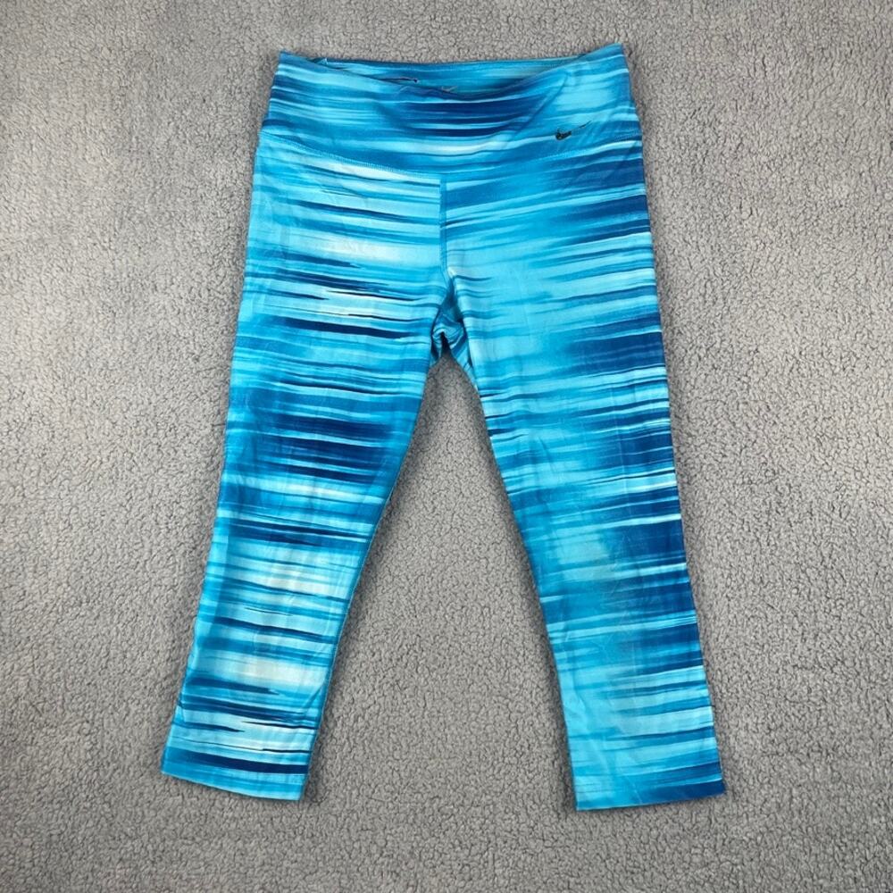 Nike Women's Medium Blue Tye Dye Dri-Fit Polyester Spandex Workout Thights